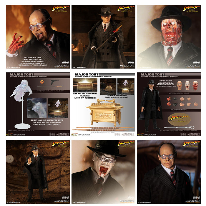 Mezco Toys 1:12 Major Toht And Ark Of The Covenant Deluxe Figure Boxed Set New