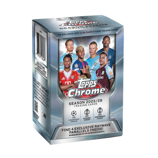 2025/26 Topps Chrome Soccer UEFA Club Competitions Value Blaster Box Factory Sealed