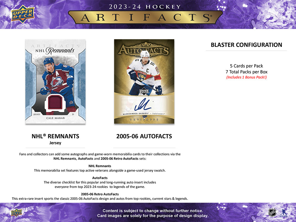 2023/24 Upper Deck NHL Hockey Artifacts Blaster Box Factory Sealed