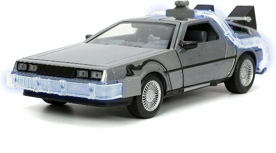 JADA Back To The Future 1:24 Diecast Time Machine Light Up Car New