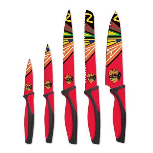NHL Hockey Chicago Blackhawks 5 Piece Kitchen Knives 5 Pc Set New