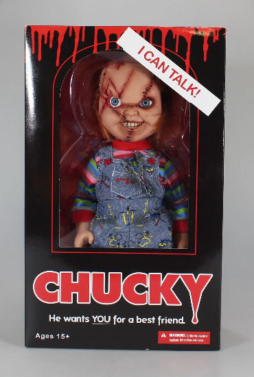 (PRE ORDER) MEZCO Toys Child's Play 15" Talking Scarred Chucky Doll Figure New