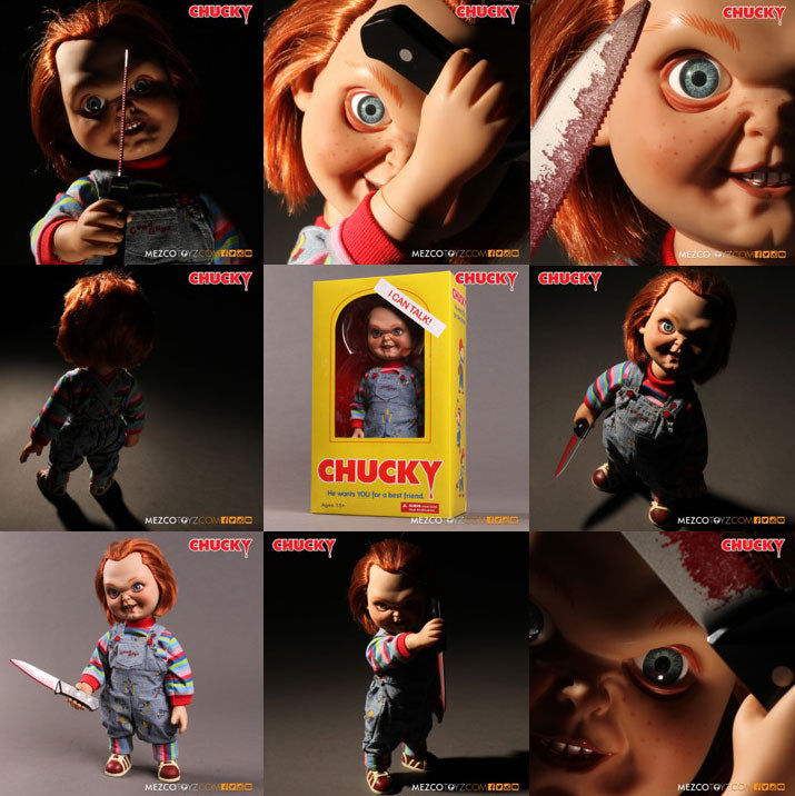 Mezco Toys Childs Play 15" Talking Sneering Chucky Figure Doll Brand New