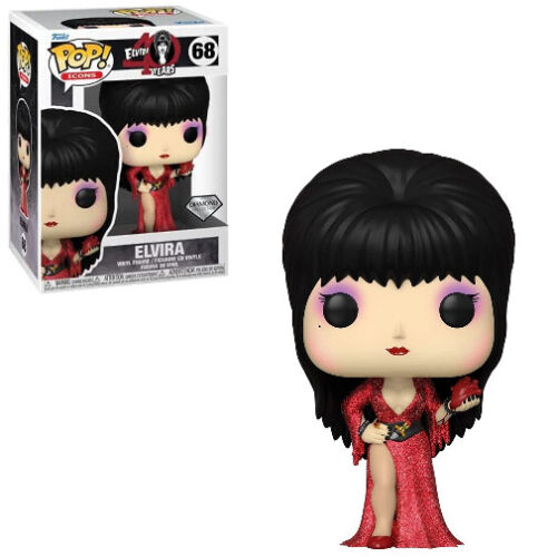 Funko Pop Icons Elvira 40th Diamond Glitter Vinyl Action Figure Brand New