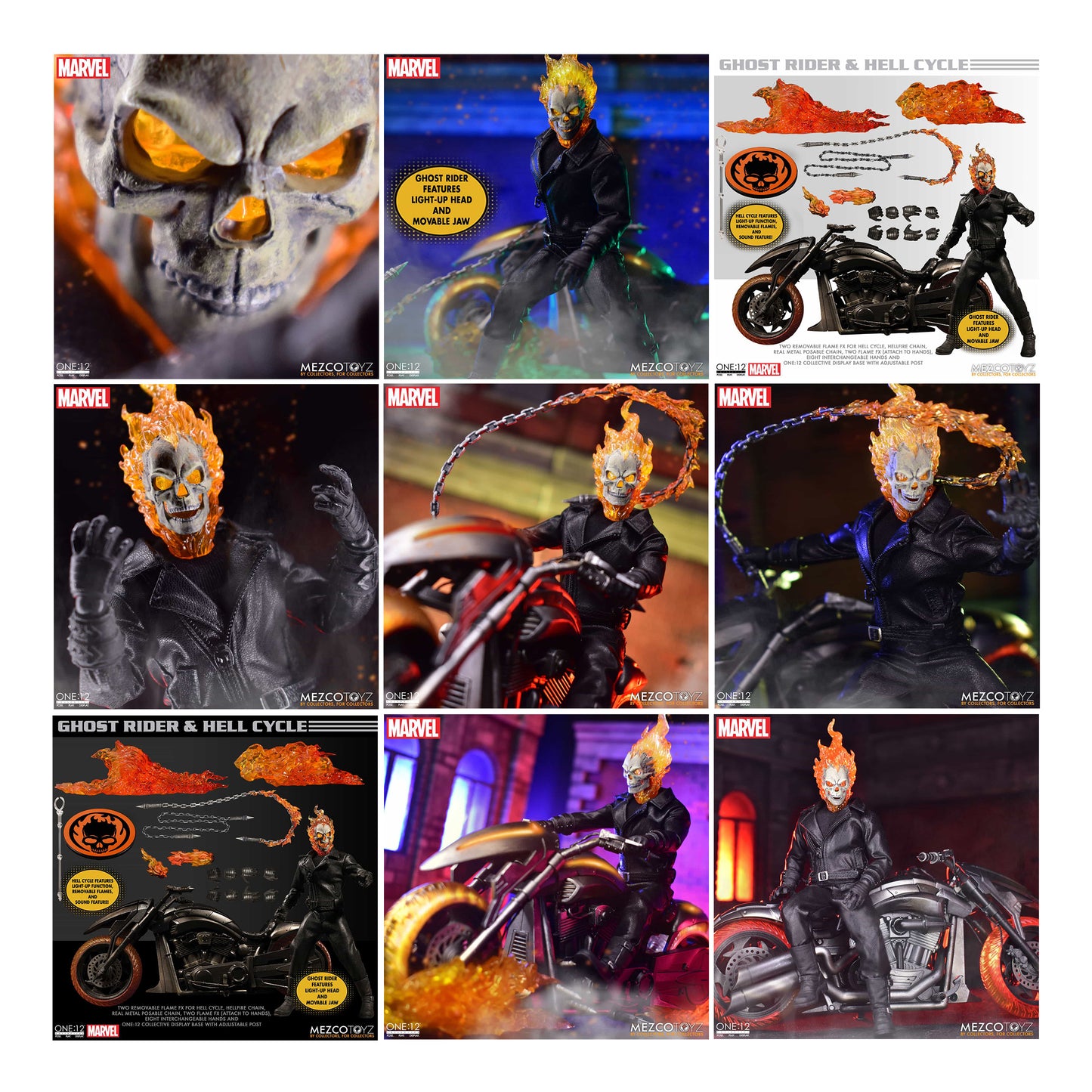 Mezco Toys Toyz Marvel Ghost Rider Hell Cycle Set 1:12 Collective Action Figure New