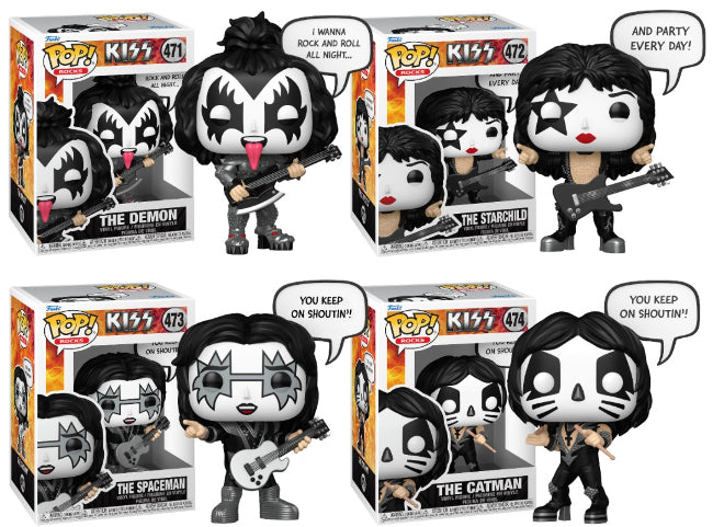 Funko POP Music Rock & Roll KISS Sayings Set of 4 Vinyl Figures New