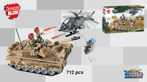 Dragon Blok Lego Military Air Raid Heavy Armored Tank 712 Piece Building Set New