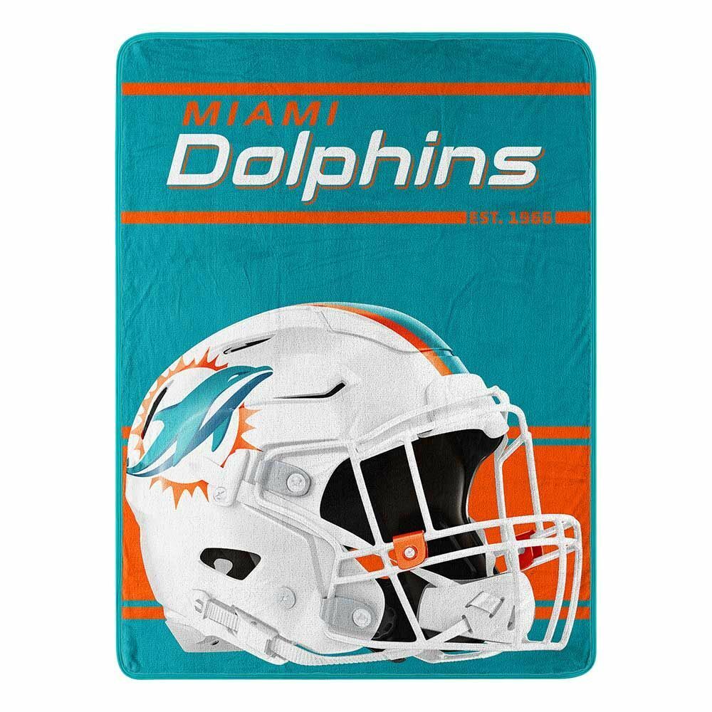 NFL Football Miami Dolphins 50 x 60 Micro Raschel Blanket Throw Brand New