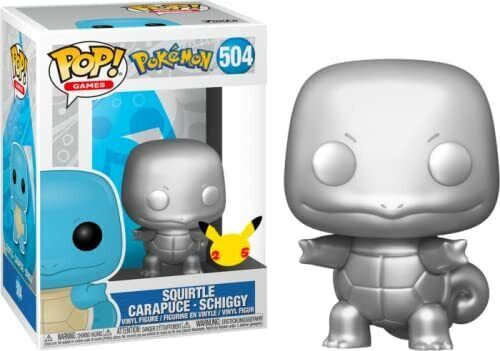 Funko Pop! Games Pokemon S8 Squirtle Silver Metallic Vinyl Action Figure New