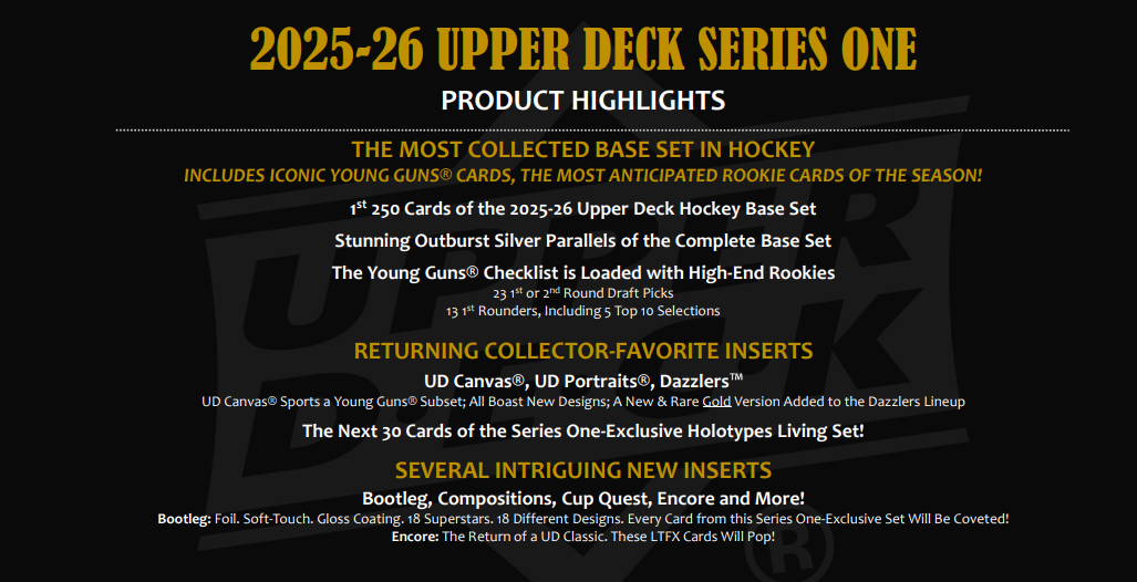 (PRE ORDER) 2025/26 Upper Deck NHL Hockey Series 1 Tin Factory Sealed