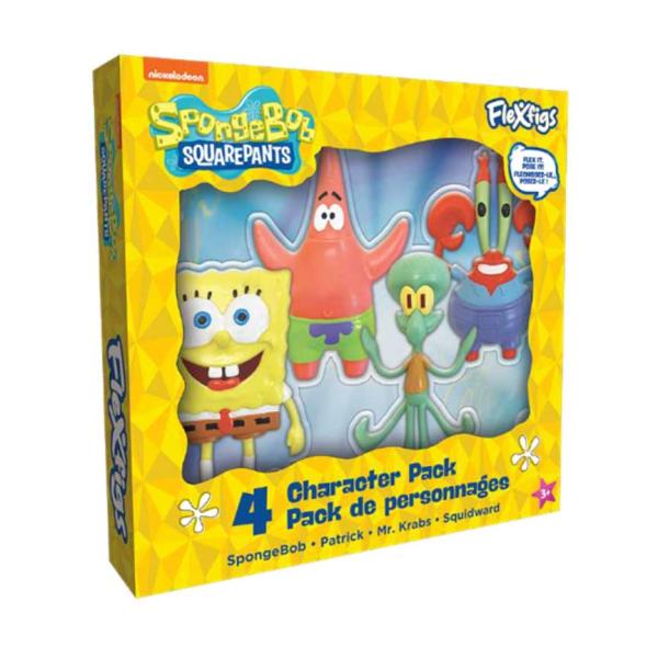 Flexfigs Spongebob Squarepants 4 Pack Box Set Bendable Action Figures New