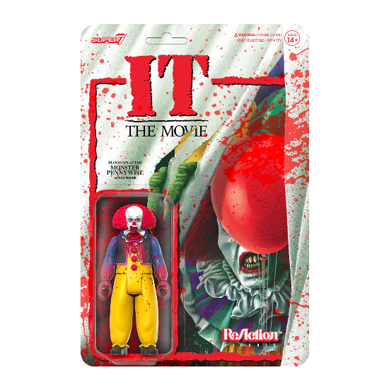 Super 7 Stephen Kings IT Reaction Pennywise Monster Blood Splatter Figure New