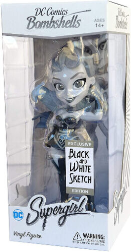 Cryptozoic DC Bombshells Supergirl Black & White Sketch Vinyl Action Figure New