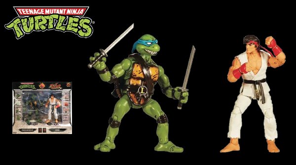 TMNT Ninja Turtles Street Fighter Leonardo Vs Ryu 2 Pack Action Figures