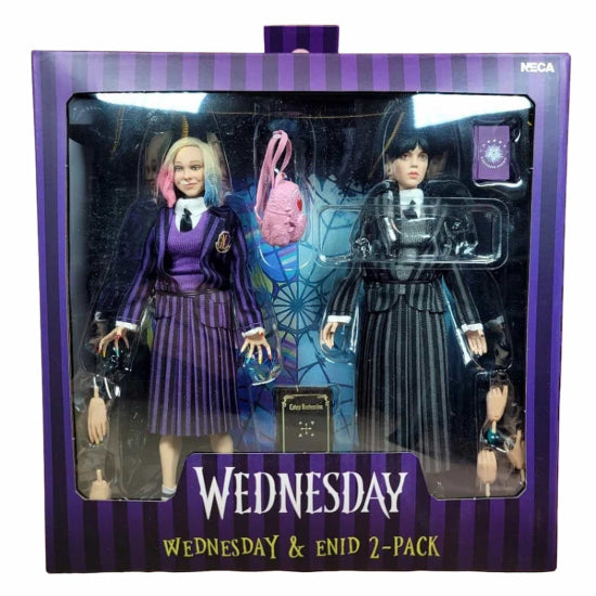 NECA Wednesday Addams Nevermore Uniform & Enid 8 Inch Clothed Action Figures 2 Pack New