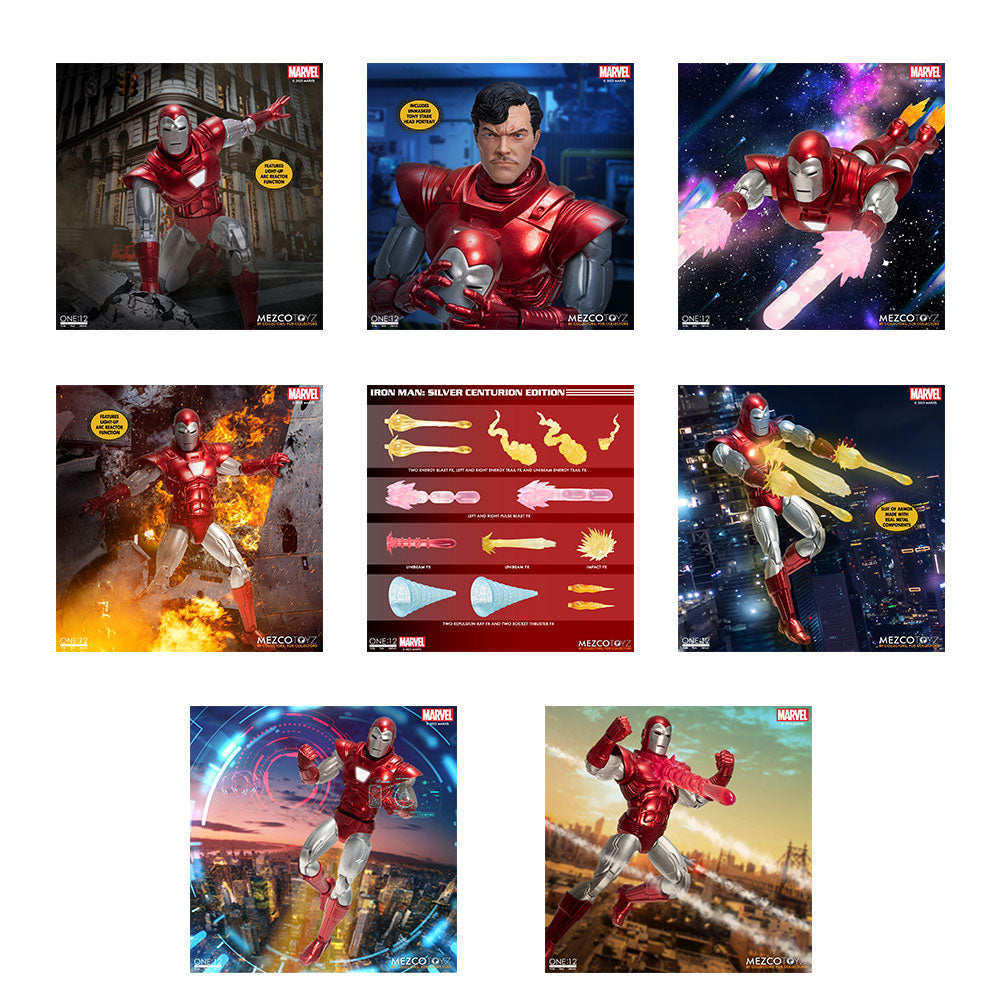 Mezco Toys 1:12 Collective Action Figure Iron Man Silver Centurion Edition New