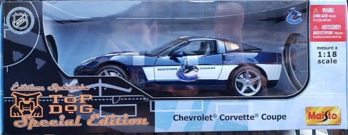 NHL Hockey Vancouver Canucks Diecast 1:18 Scale Corvette Car Brand New