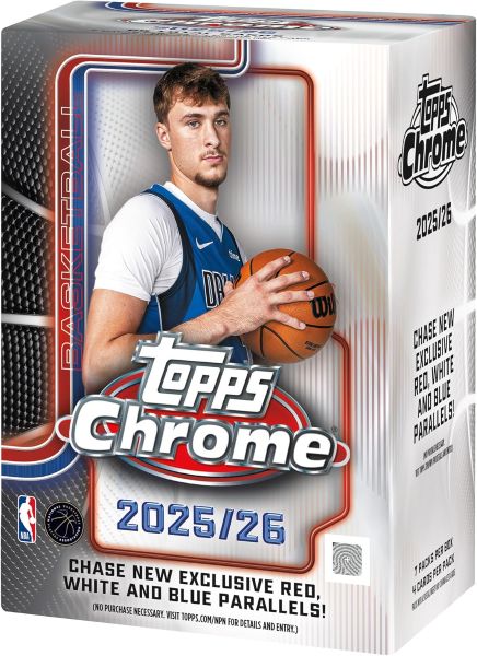 2025/26 Topps Chrome NBA Basketball Value Blaster Box Factory Sealed