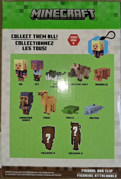 Monogram 3D Foam Bag Clips Minecraft Series 5 Case Of 12 Figures New