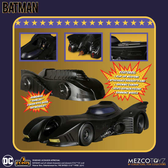 Mezco Toyz Toys 5 Points Batman 1989 Batmobile Car Figure New