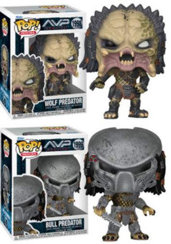 Funko POP Movies AVP Alien Vs Predator Wolf & Bull Predator Set Of 2 Figures New