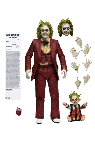 NECA Beetlejuice Ultimate Red Tuxedo 7" Beetlejuice Figure New