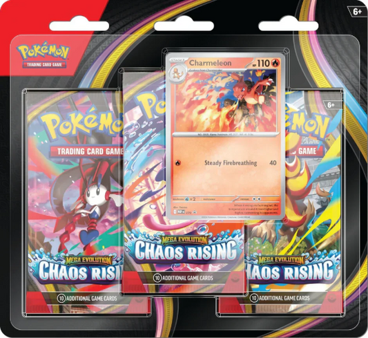 Pokemon TCG Mega Evolution Chaos Rising 3 Pack Blister Factory Sealed