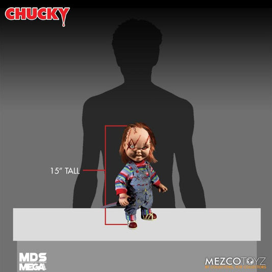 (PRE ORDER) MEZCO Toys Child's Play 15" Talking Scarred Chucky Doll Figure New