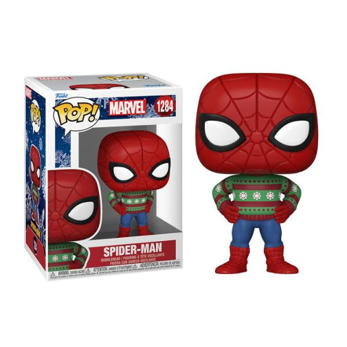 Funko POP Movies Holiday Marvel Spider Man With Sweater Vinyl Action Figure New