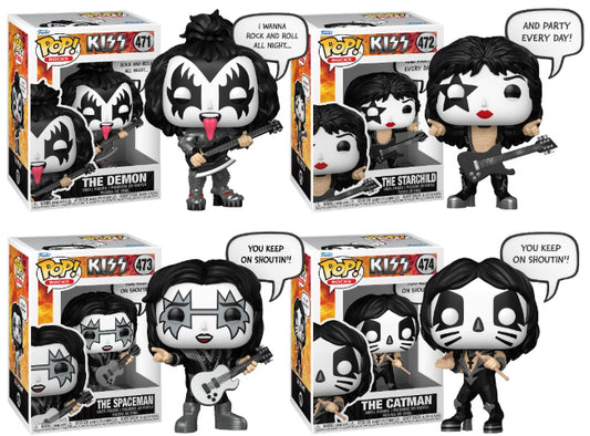 Funko POP Music Rock & Roll KISS Sayings Set of 4 Vinyl Figures New