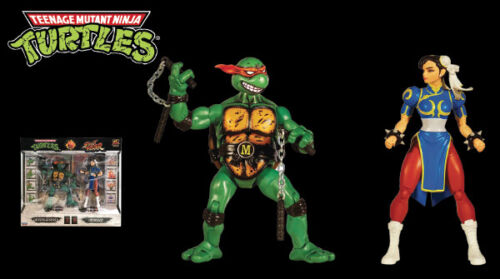 TMNT Ninja Turtles Street Fighter Michelangelo Vs Chun Li 2 Pack Action Figures