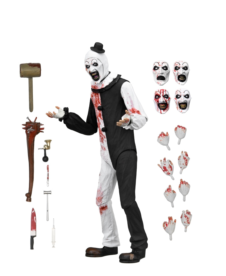 (PRE ORDER) NECA Terrifier 2 Art The Clown Ultimate Blood Splattered Action Figure New