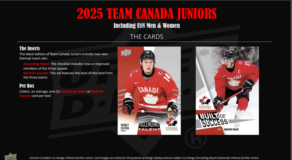 2025 Upper Deck Hockey Team Canada Juniors Blaster Box Factory Sealed