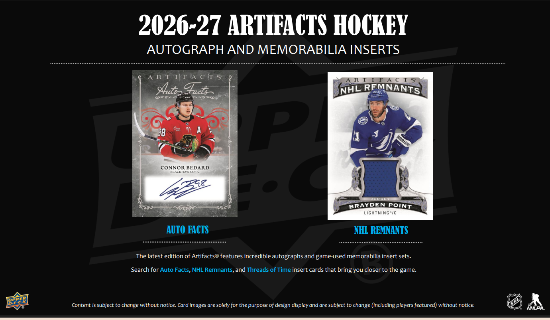 (PRE ORDER) 2026/27 Upper Deck NHL Hockey Artifacts Blaster Box Factory Sealed