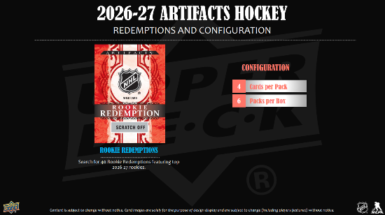 (PRE ORDER) 2026/27 Upper Deck NHL Hockey Artifacts Blaster Box Factory Sealed