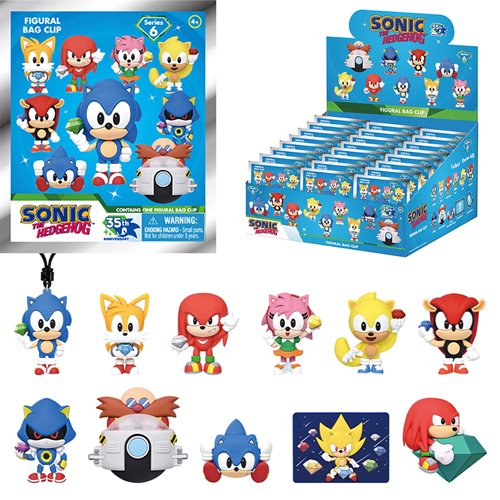 Monogram Sonic The HedgeHog Series 6 3D Foam Bag Clips Display Case Of 12 Factory Sealed