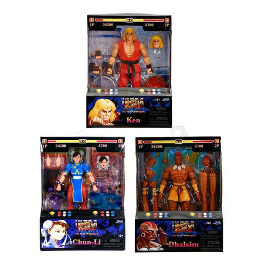 JADA Toys Street Fighter II Set Of 3 Action Figures Ken Chun-Li Dhalsim New