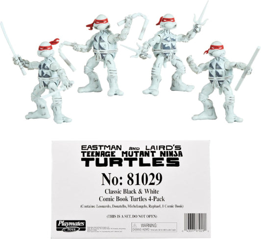 Playmates TMNT Ninja Turtles Black & White Comic Book Series Set Figures New