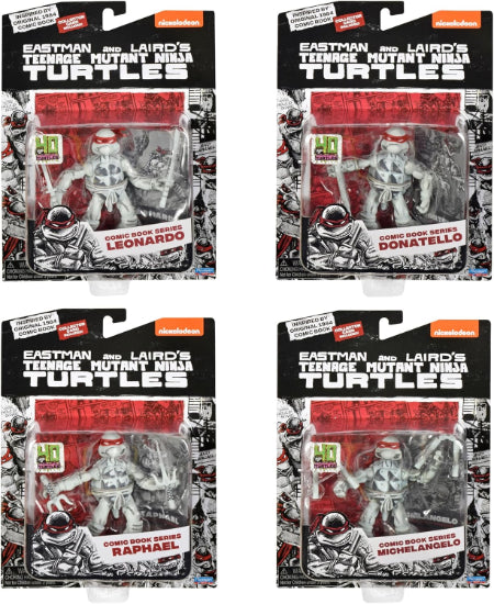 Playmates TMNT Ninja Turtles Black & White Comic Book Series Set Figures New