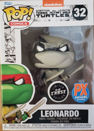 Funko Pop TMNT Ninja Turtles Leonardo PX Black & White CHASE Collector New