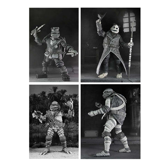 (PRE ORDER) NECA TMNT Ninja Turtles Black And White Universal Monsters 4 Pack Action Figure