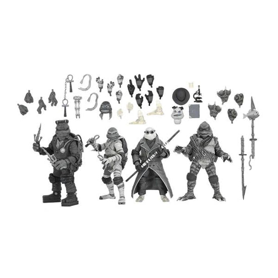 (PRE ORDER) NECA TMNT Ninja Turtles Black And White Universal Monsters 4 Pack Action Figure