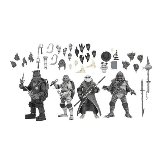 (PRE ORDER) NECA TMNT Ninja Turtles Black And White Universal Monsters 4 Pack Action Figure