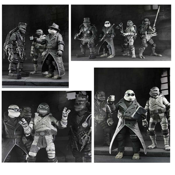 (PRE ORDER) NECA TMNT Ninja Turtles Black And White Universal Monsters 4 Pack Action Figure