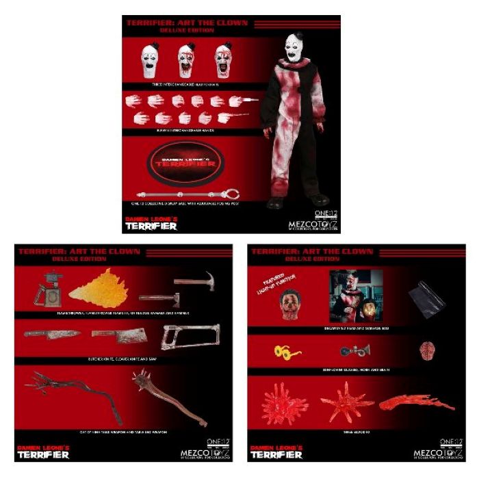 Mezco Toys Terrifier Deluxe Edition Art The Clown 1:12 Collective Action Figure New