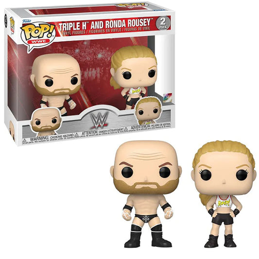 Funko Pop WWE Wrestling Triple H & Rhonda Rousey 2 Pack Vinyl Figures New