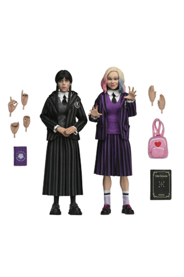 NECA Wednesday Addams Nevermore Uniform & Enid 8 Inch Clothed Action Figures 2 Pack New