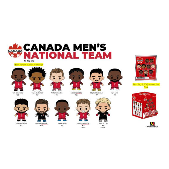 Monogram 2026 World Cup Mens Soccer Team Canada Bag Clips Display Case Of 12 New